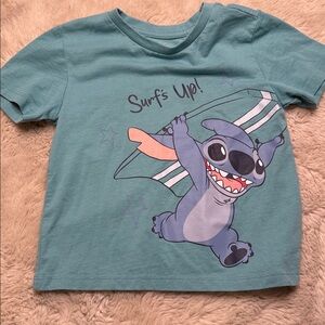 🧡4T Lilo and stitch Disney Blue Kids T-shirt with stitch Print Surfs Up